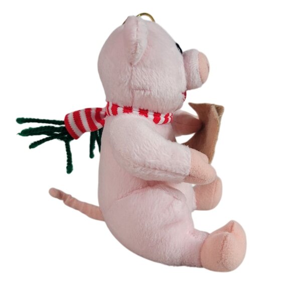 Kurt S Adler Pig Plush Christmas Ornament Holiday Christmas Carol Scarf No Sound - Picture 5 of 10